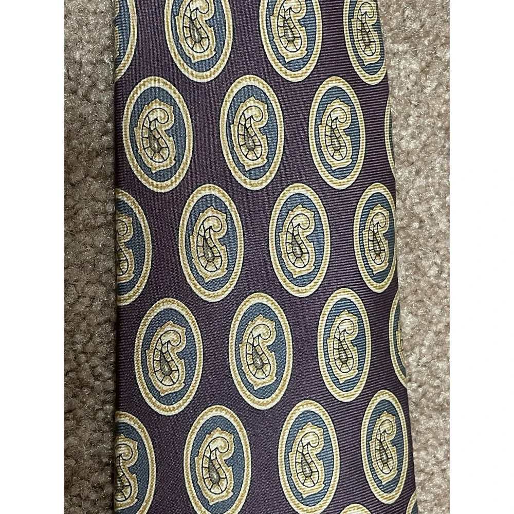 Vintage Bill Blass‎ Silk Tie Paisley Tan Burgundy 3.5